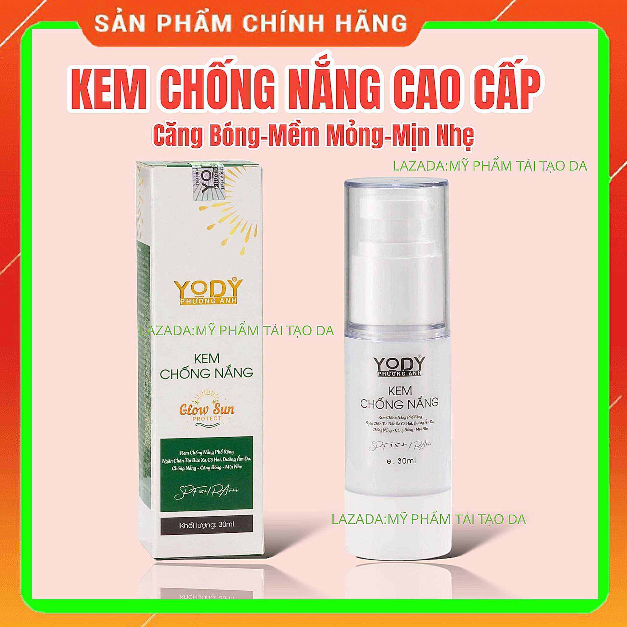 Kem chống nắng cao cấp Yody White Phương Anh, kem chống nắng dành cho da nhạy cảm sau tái tạo SPF 35+ 30ml