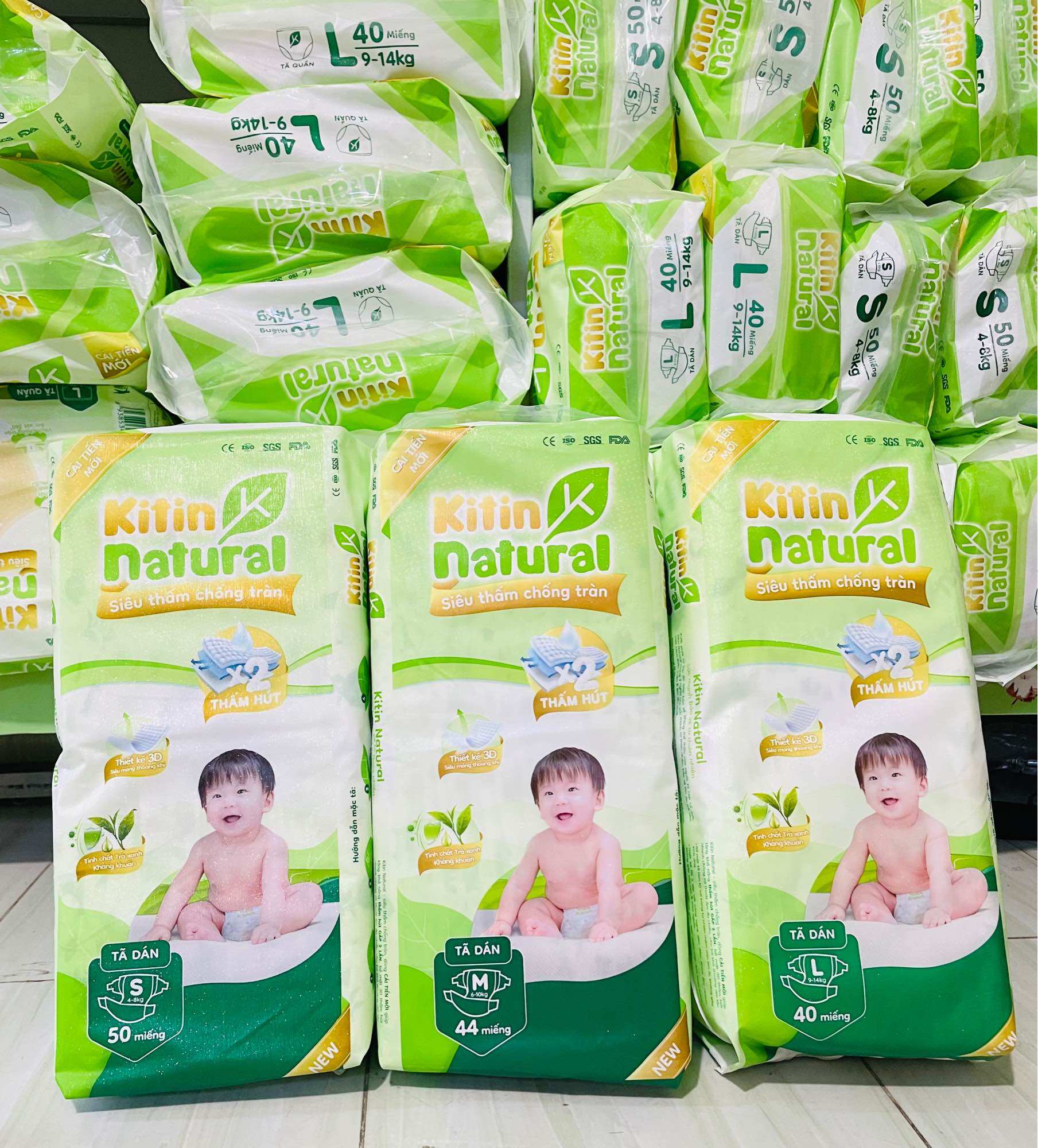 Tã bỉm dán/quần kitin natural m44/l40/xl38/xxl36/xxxl34