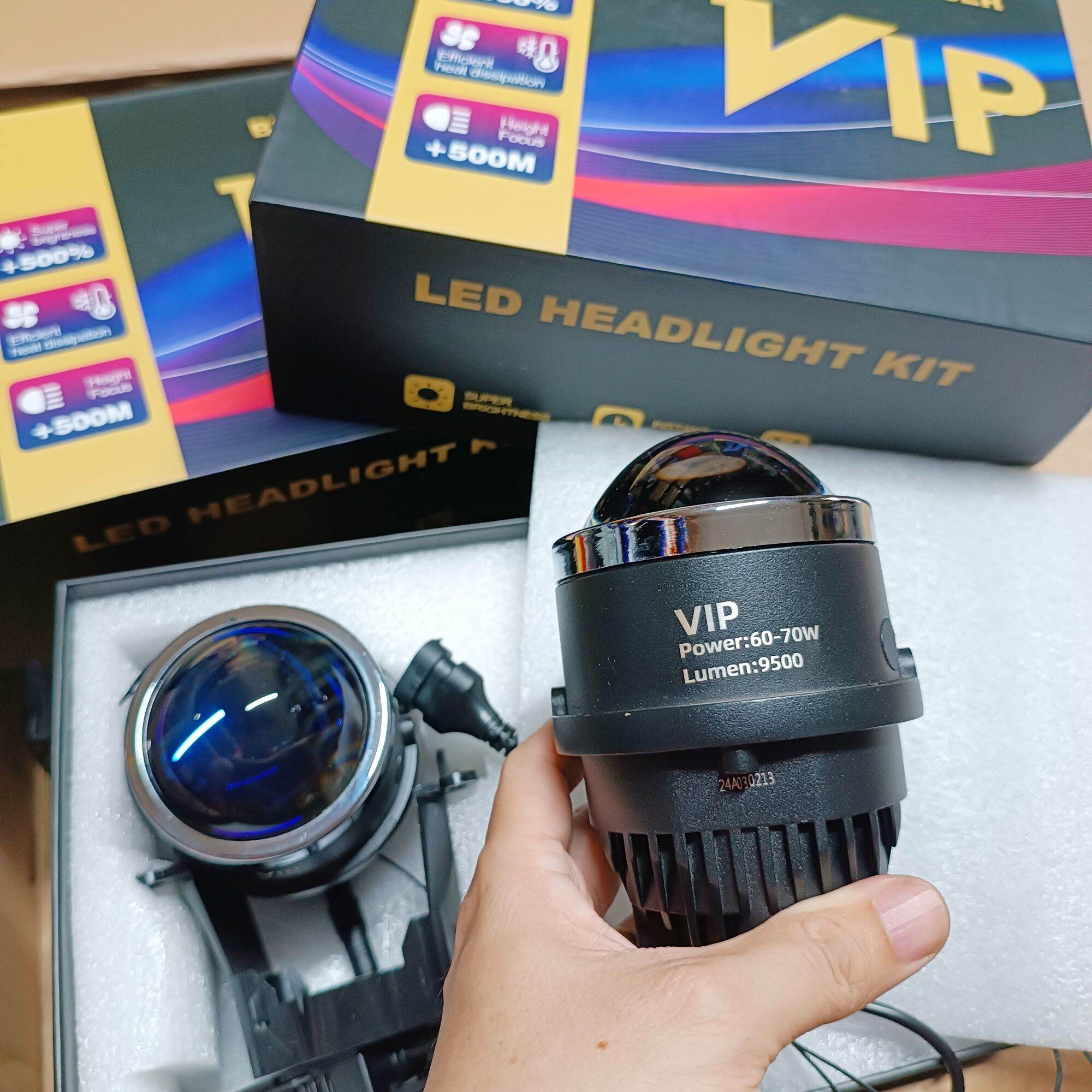 (Japan 3.0") 1 cặp trọn bộ Bi gầm Led 3.0" Japan-Pro - VIP 65W 3 màu / 1 màu len xanh kèm bát gá BH