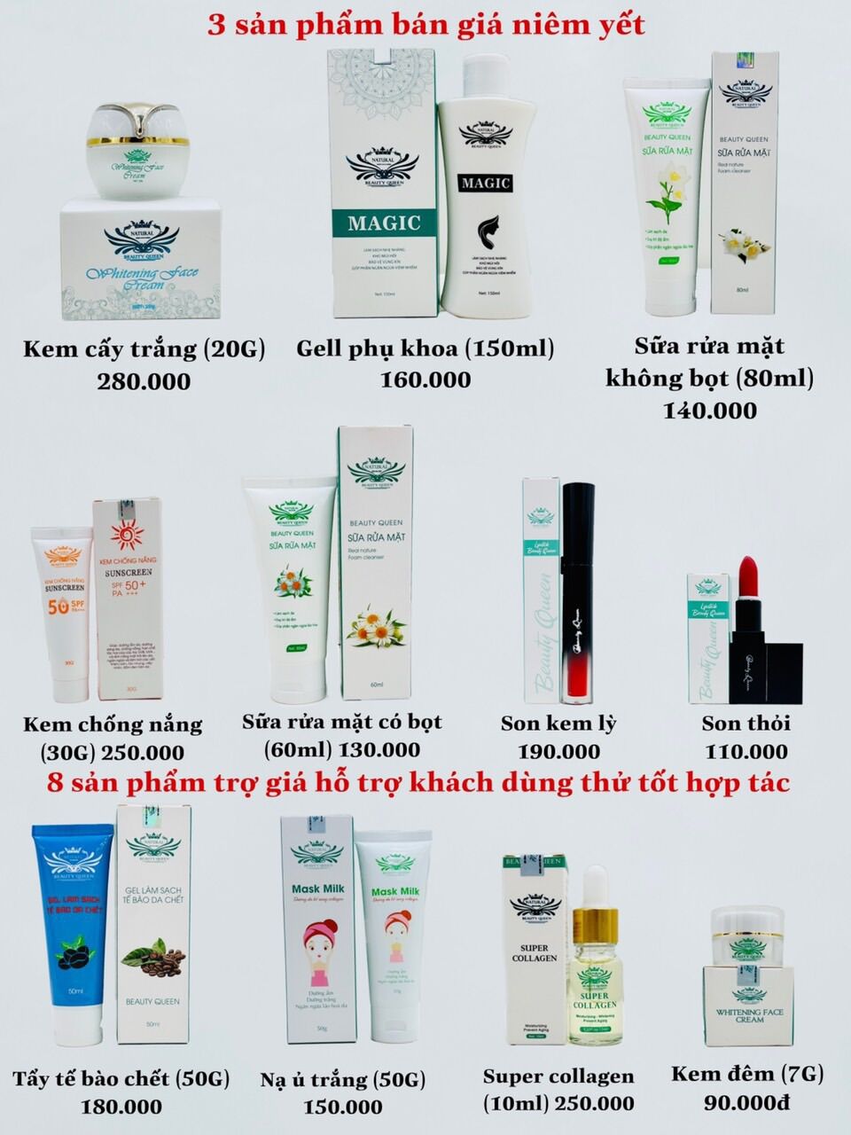 Bộ dưỡng da beauty queen 150k