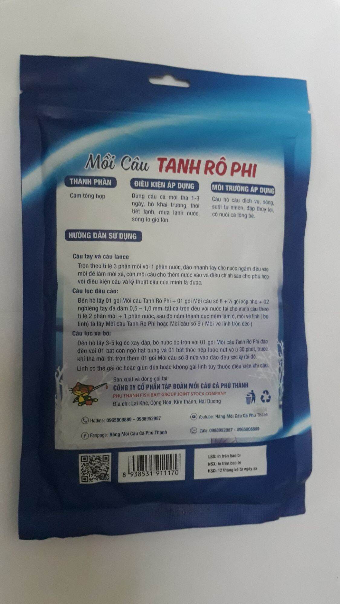 Mồi Câu Cá Phú Thành TANH RÔ PHI (gồm 2 gói),Vị mồi chuyên dùng để câu Cá Rô Phi