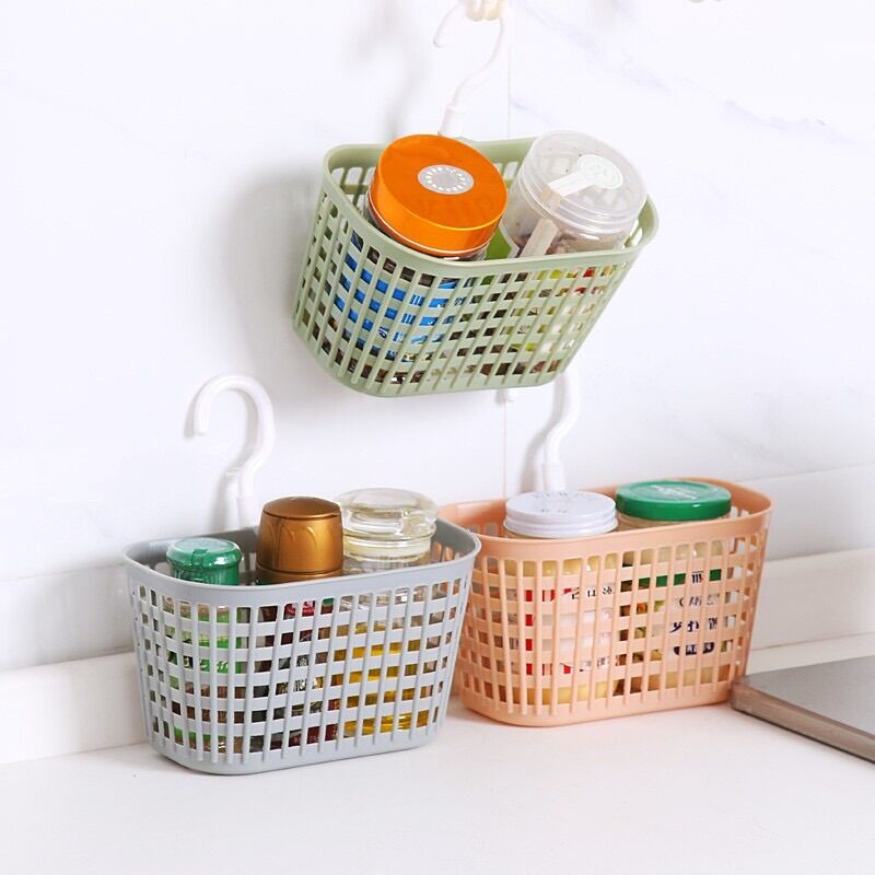 Rổ treo bồn rửa chén, nhà tắm có móc (Màu Ngẫu Nhiên) - Rổ nhựa có móc treo đồ đa năng tiện ích