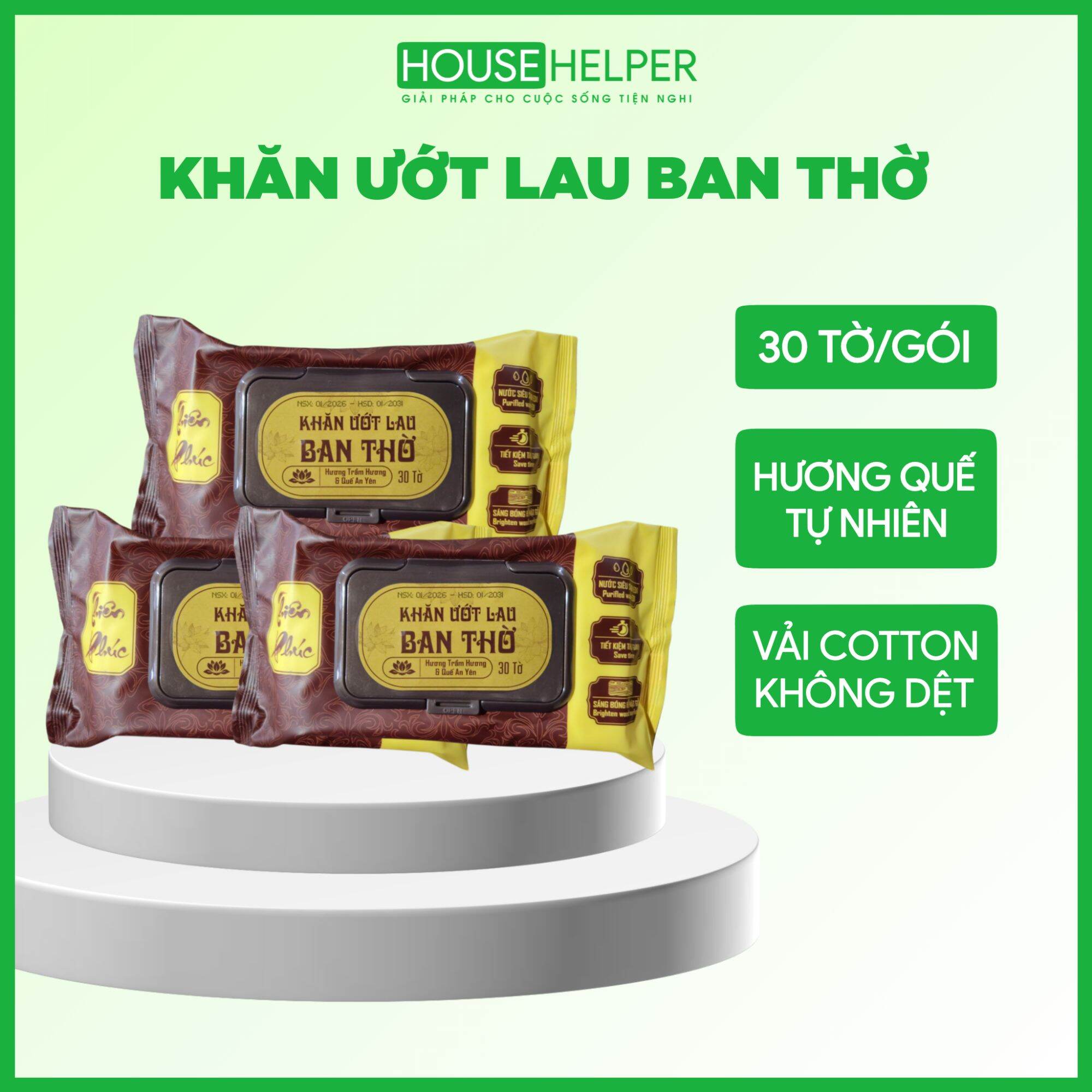 Combo of 5 Packs of Wet Wipes for Cleaning the Altar of Thien Phuc, Lint-Free Altar Cleaning Towels for Statues and Incense Burners, Safe Fabric.