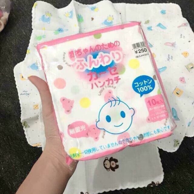Set 10 Khăn xô sữa Nhật 3 lớp họa tiết mềm mịn cho bé
