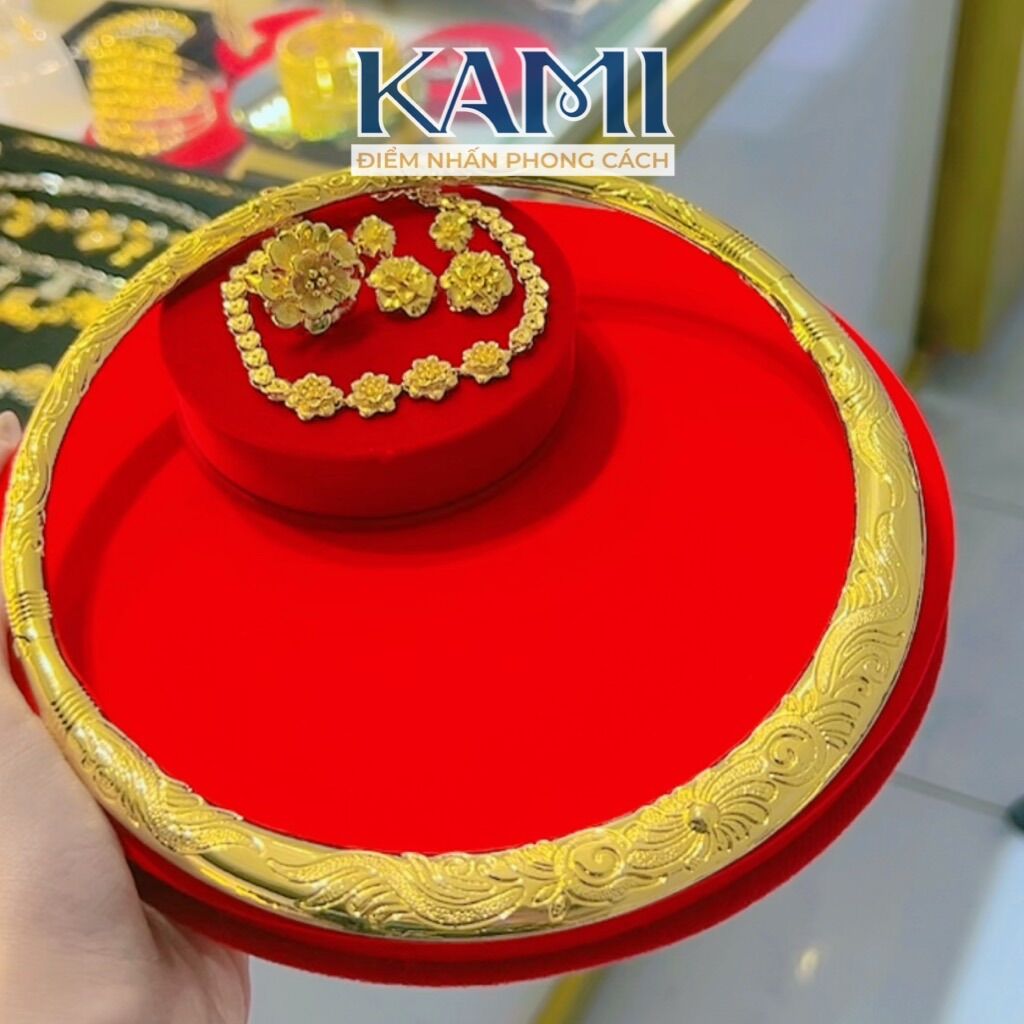 Bộ kiềng cưới hoa mai mạ vàng cho cô dâu ngày cưới Kami