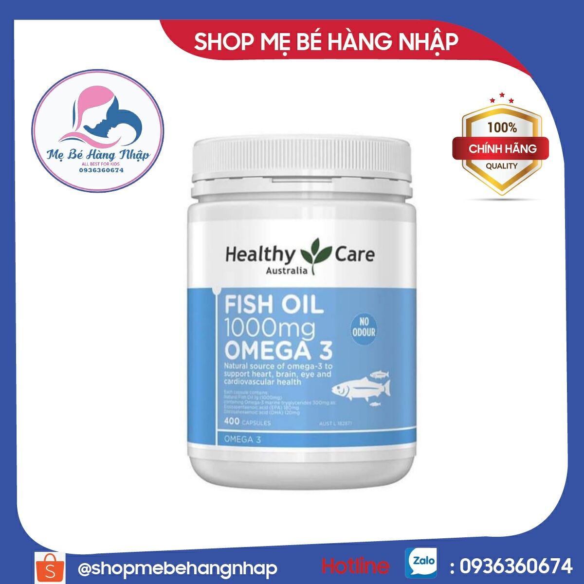 Fish oil 1000mg omega 3 Healthy Care Úc