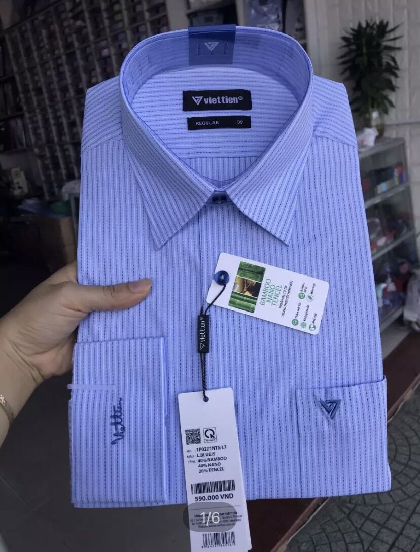Áo sơ mi Việt Tiến dài tay chính hãng sale