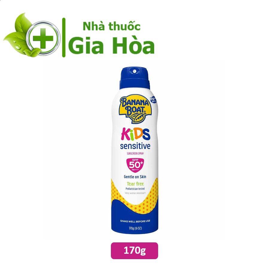 Sữa chống nắng dạng xịt Banana Boat Kids Sensitive SPF50 - Chống nắng trẻ em,da nhạy cảm, tắm biển, du lịch (Chính Hãng)