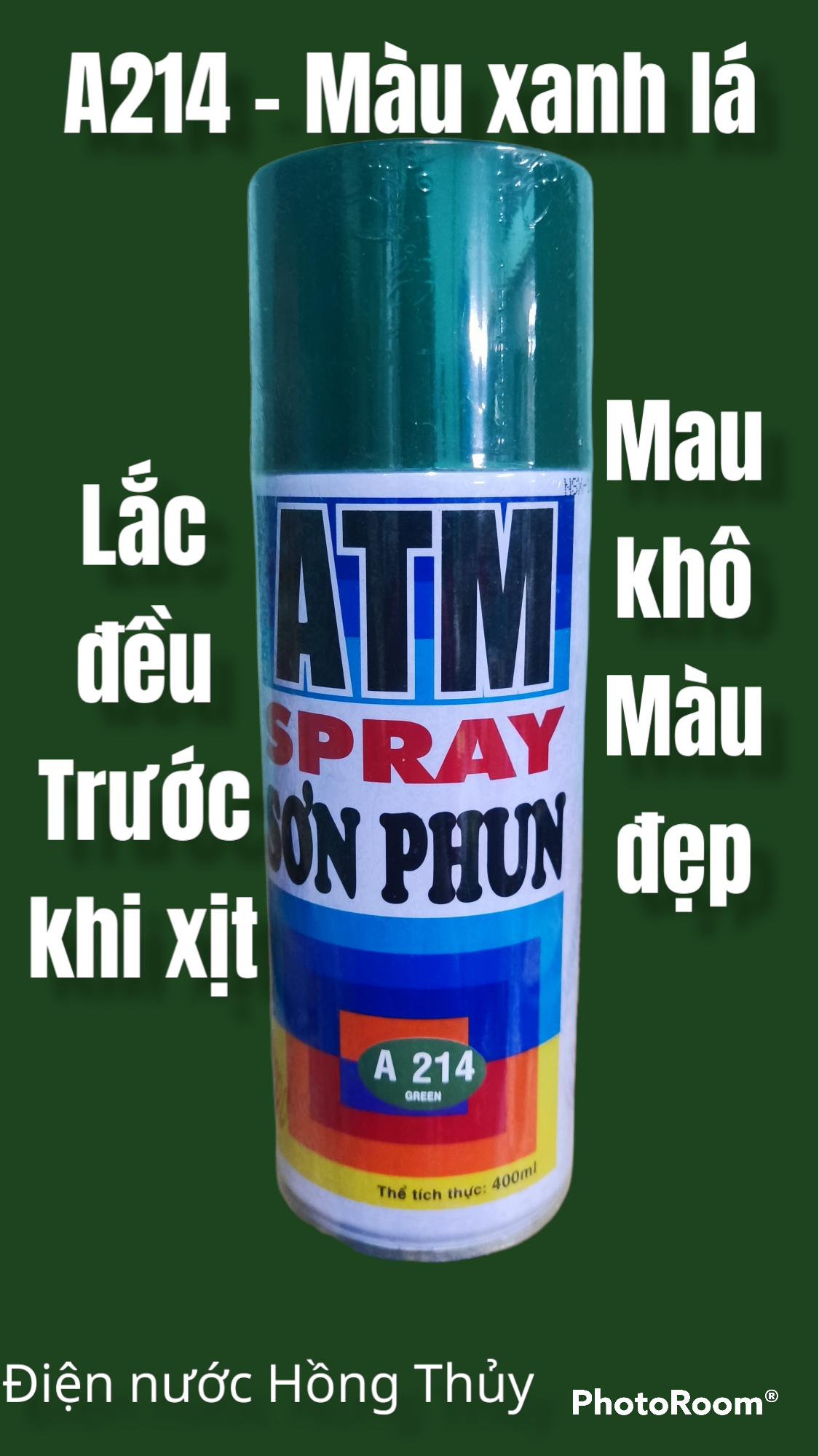 Sơn xịt atm a214 màu xanh lá - 400ml