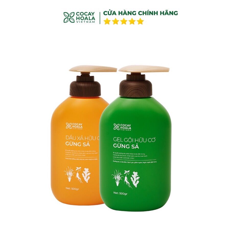 Bộ dầu gội và dầu xả gừng sả Cocayhoala ,ngăn rụng tóc, kích thích mọc tóc dầu gội 500g /chai