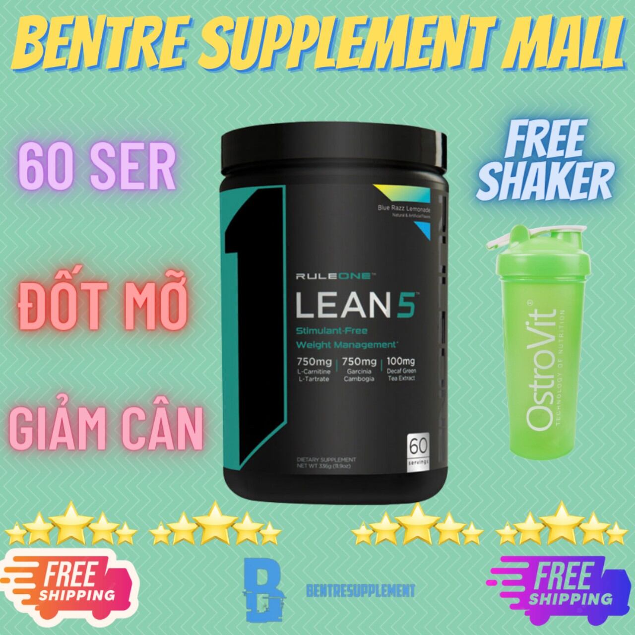 Rule r1 lean 5 hỗ trợ giảm mỡ 60 servings