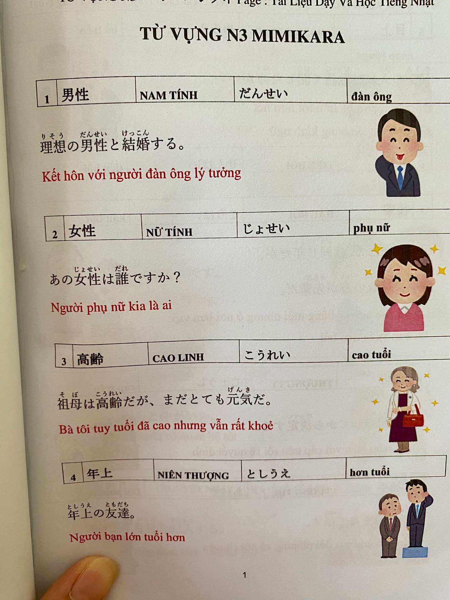 Sổ từ vựng mimikara N3 bằng hình ảnh