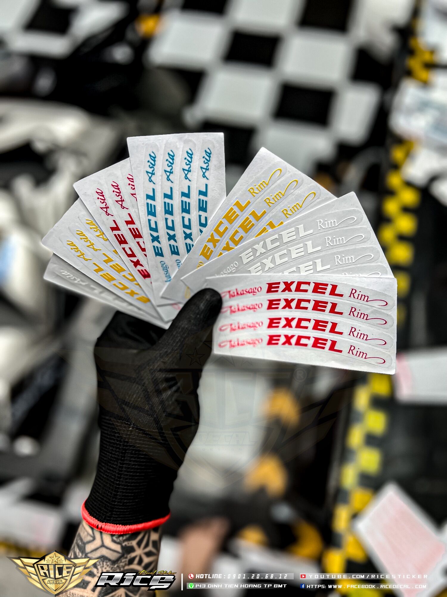 Tem dán niềng Trong suốt UV Excel 8 miến dán Ricedecal®️