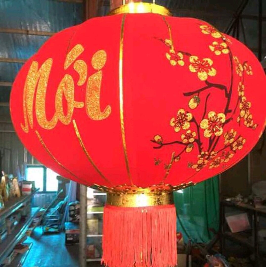 Đèn lồng vải nhung treo tết size 60cm- 80cm -100cm