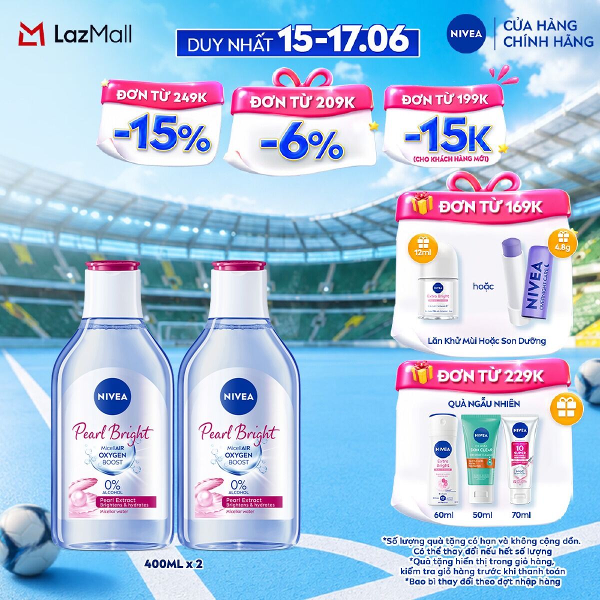 Bộ 2 Nước Tẩy Trang NIVEA Làm Sáng Da Pearl White 84912 (400ml x2)