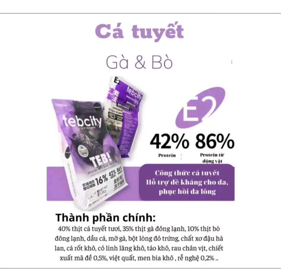 Thức ăn cho mèo hạt Teb Citi gói 1.5kg- Thức ăn hạt mix toping cho mèo