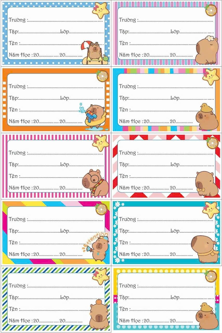 10 cái nhãn dán sách vở