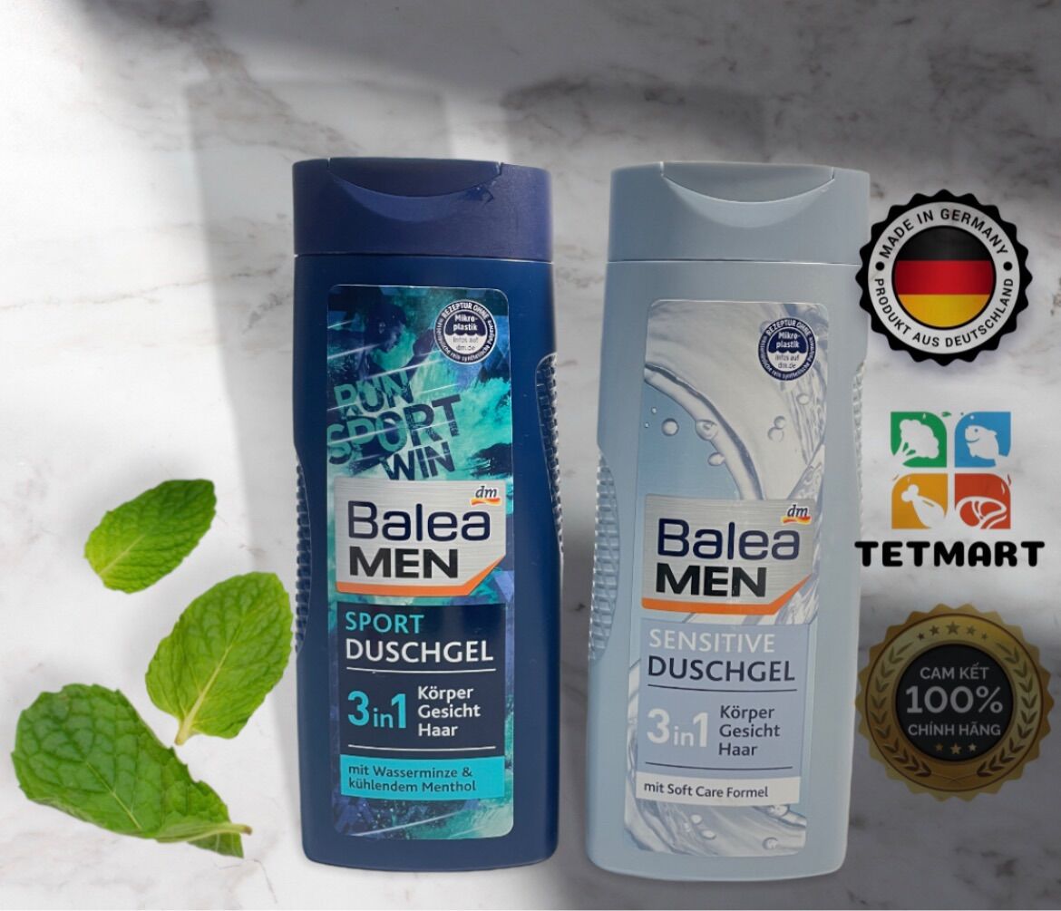 Sữa tắm, dầu gội và cạo râu Balea 3 in 1 dành cho nam 300ml, hàng chuẩn Đức (Ảnh chụp thật từ Tetmart) mùi thơm tự nhiên
