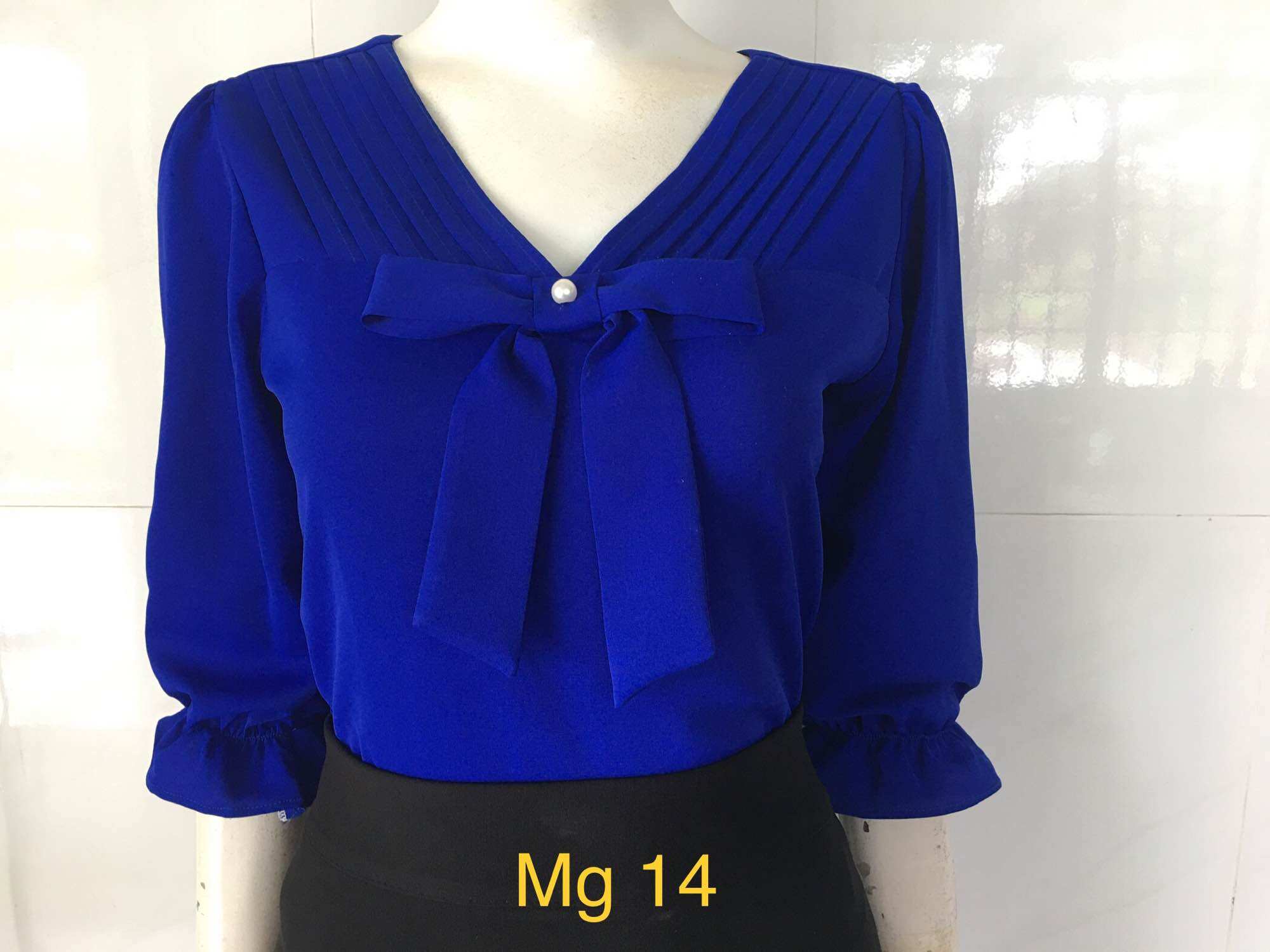 Áo công sở cổ nơ full size 745