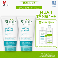 Combo 2 Sữa rửa mặt Simple giúp kiềm dầu và ngừa mụn hiệu quả - cho da dầu mụn 150ml/chai [CHÍNH HÃNG ĐỘC QUYỀN] [DIỆN MẠO MỚI]