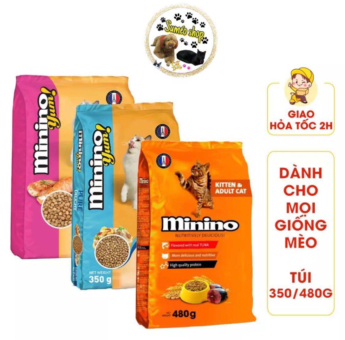 Thức Ăn Cho Mèo Từ 3 Tháng Tuổi Hạt Minino Đủ Vị