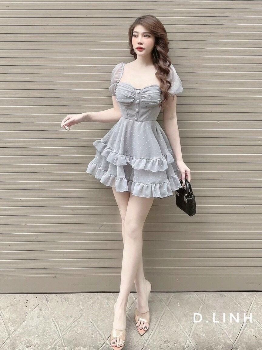 HCM ( hình thật) Đầm tiểu thư xinh tôn dáng