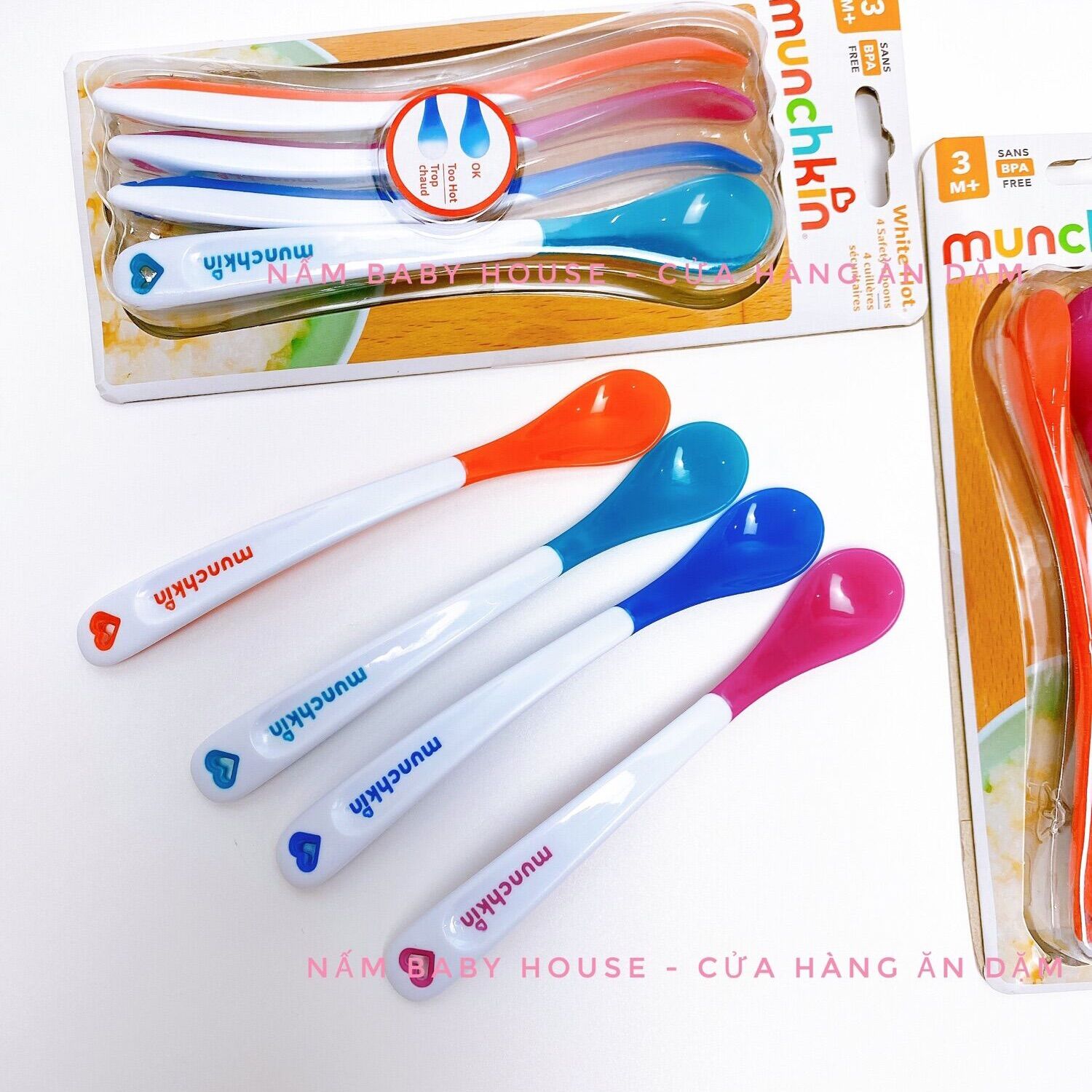Thìa báo nóng Munchkin Mỹ cho bé ăn dặm