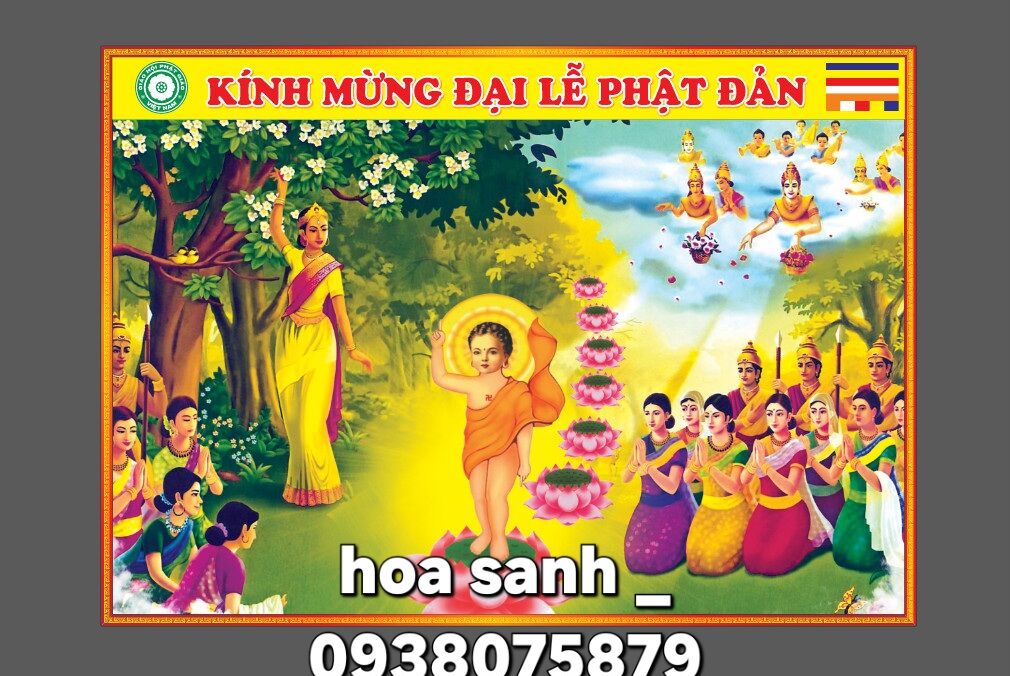 Tấm phông vườn lâm tỳ ny nơi phật đản sanh