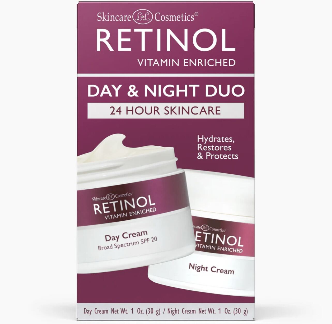 (Mỹ) Bộ đôi chăm sóc da 24 GIỜ của bạn ngày & đêm Retinol Anti-Aging, Vitamin Enriched Night Cream &