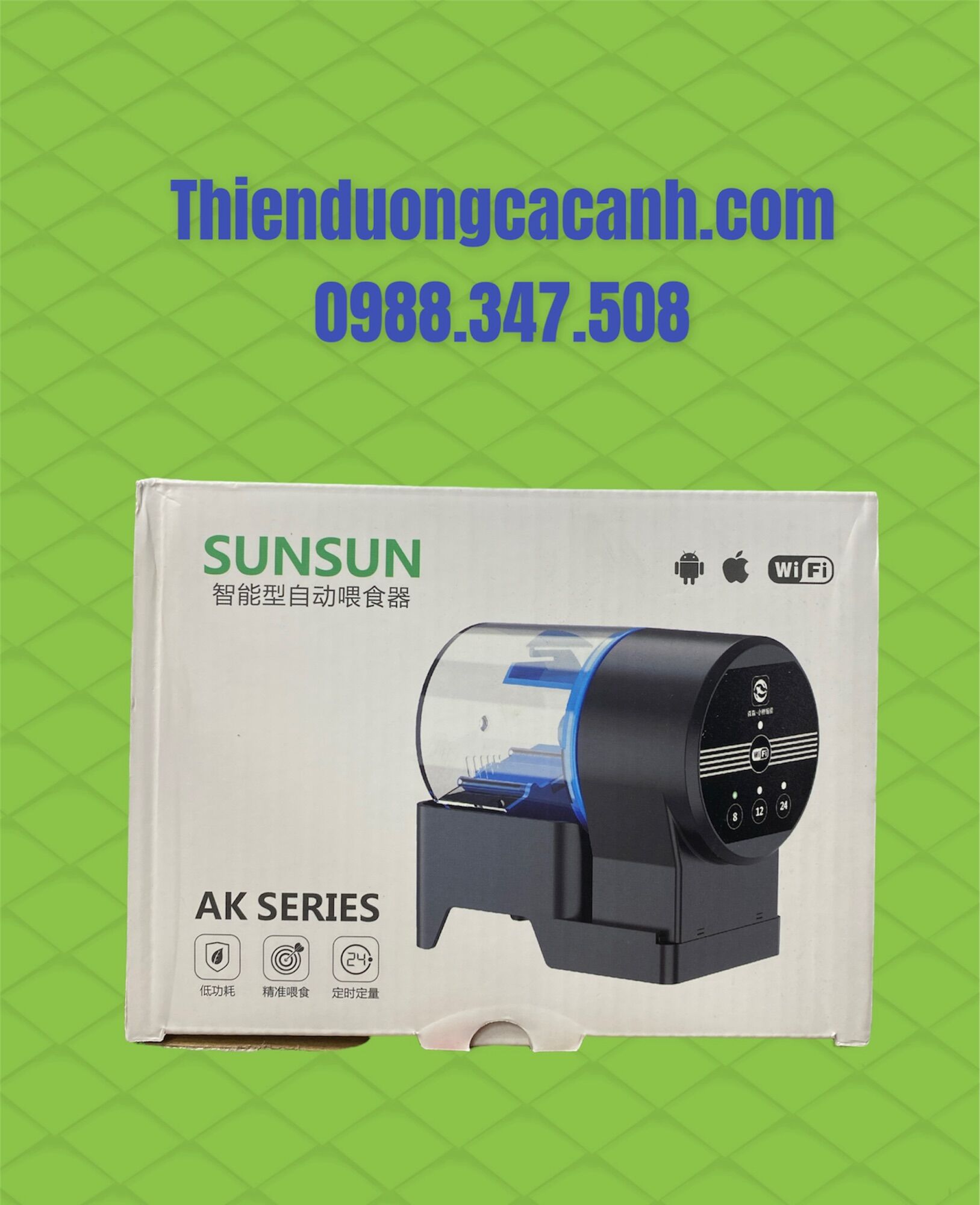 Máy cho cá ăn tự động của hãng sunsun - máy sẵn pin