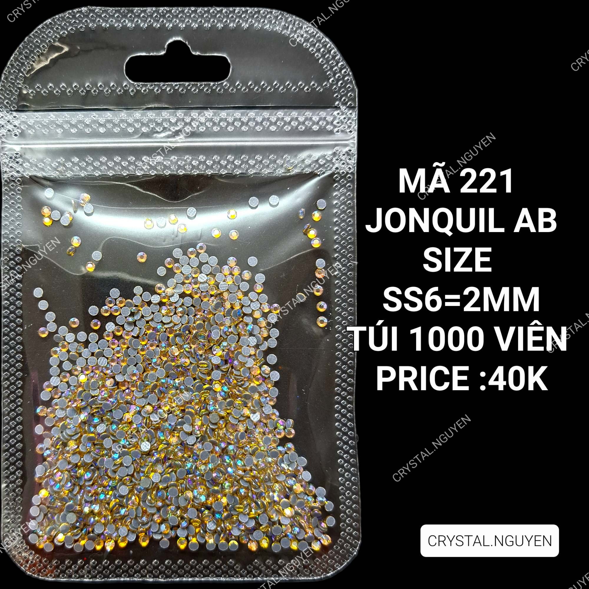 MÃ 221 JONQUIL AB- ĐÁ NAIL KHAY - ĐÁ TÚI MIX SIZE- ĐÁ LẺ SIZE
