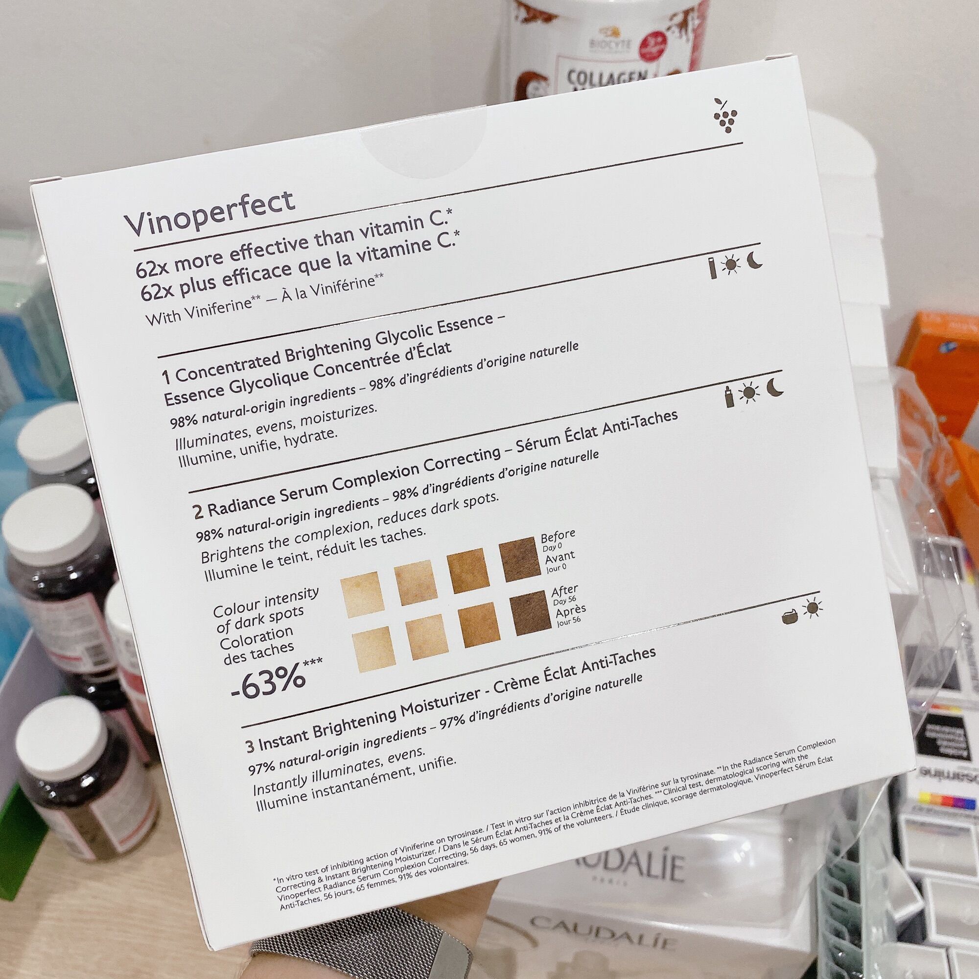 Set dưỡng da giảm thâm nám Caudalie Vinoperfect ( Nước thần + Serum + Kem dưỡng )