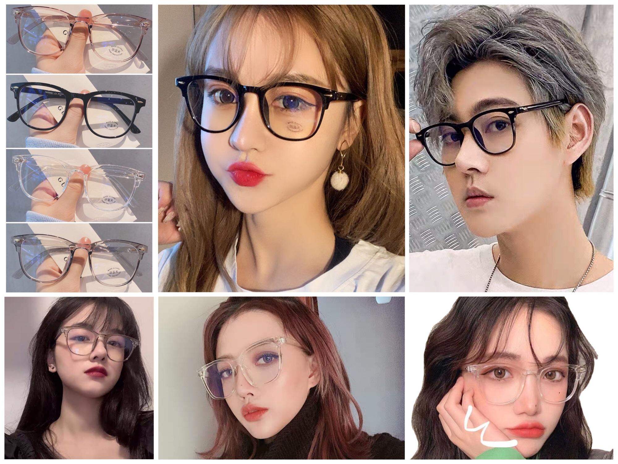 Mắt kính giả cận nam nữ, gọng kính cận vuông tròng to chống bức xạ 0 độ thời trang cao cấp hàng đẹp