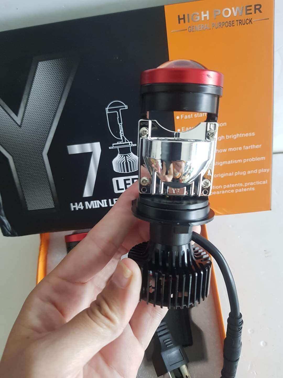 Đèn led bi cầu mini y7s h4 3 màu trắng- vàng- vàng nhạt.