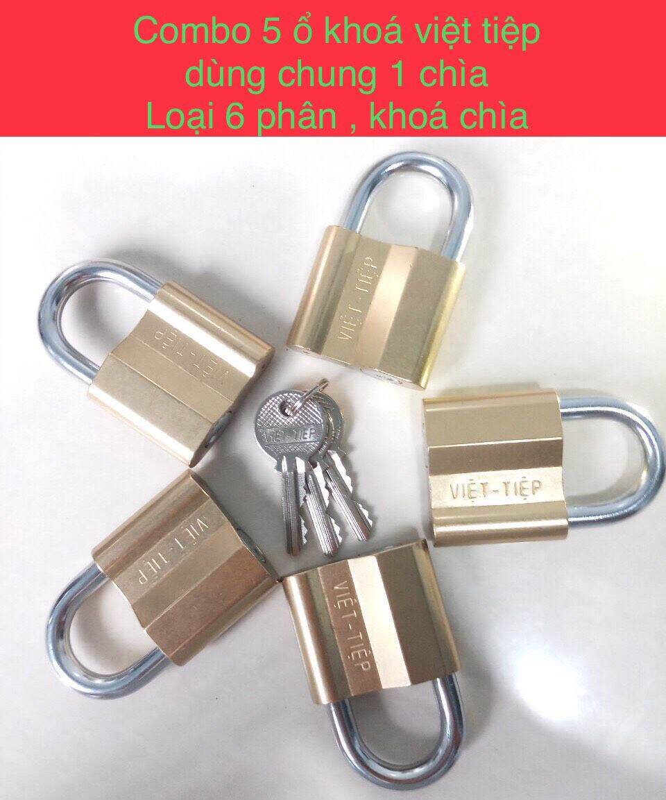 Set 5 ổ khóa việt tiệp dùng chung 1 chìa