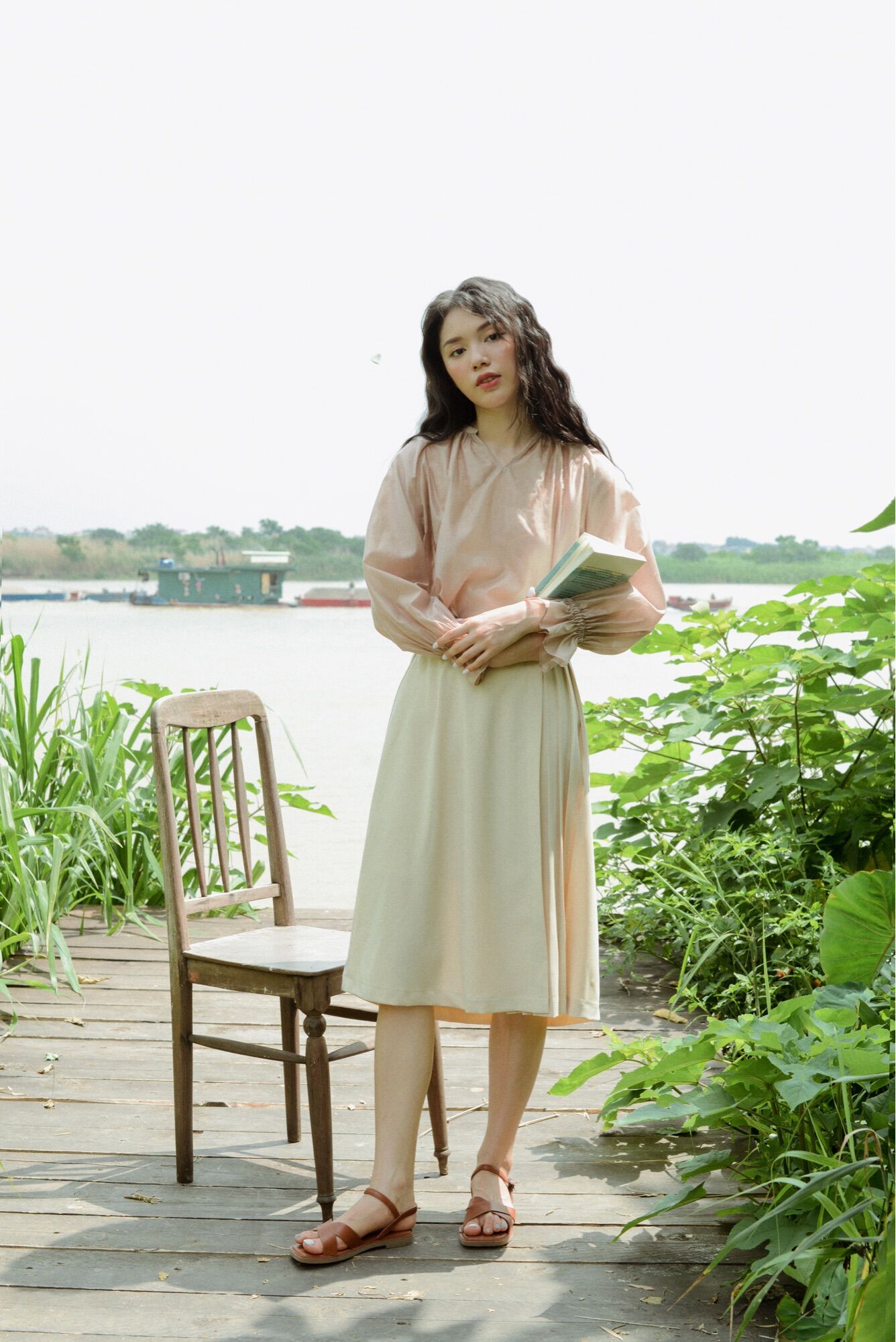 Chân Váy Midi Xếp Ly Be [Madelen]