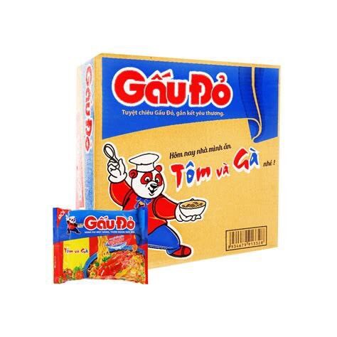 Thùng 30 gói mì gấu đỏ 65g - tôm và gà - date mới