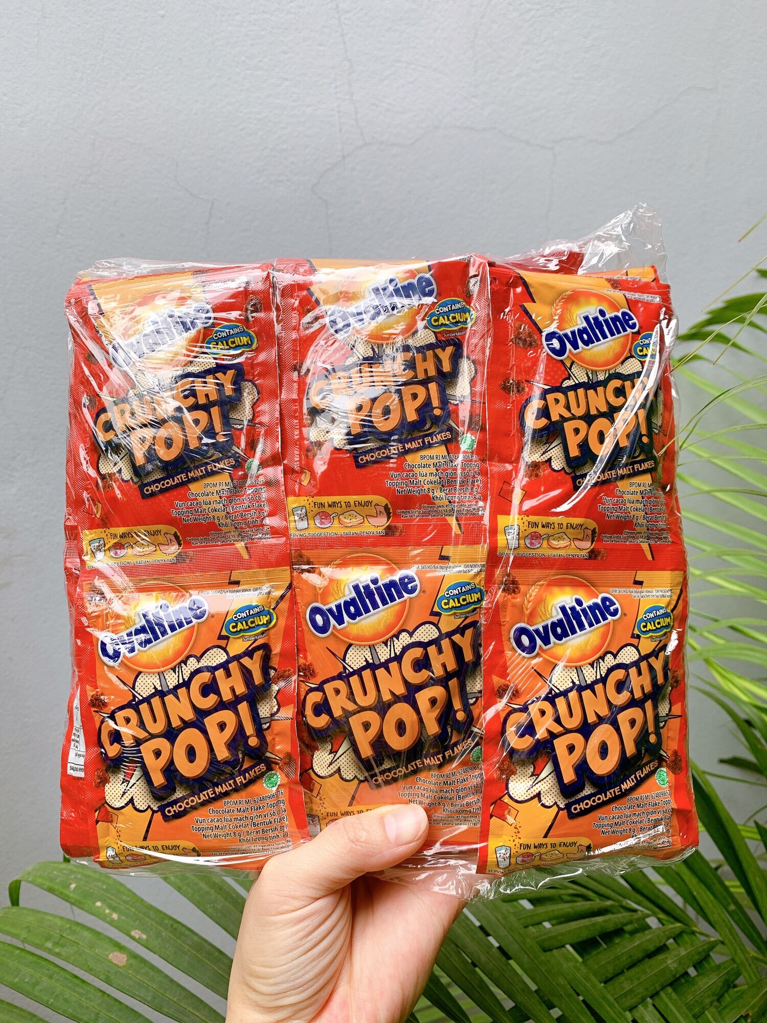 combo 30 gói kẹo rắc chocolate ovaltine crunchy pop 8G date 08/12/2022