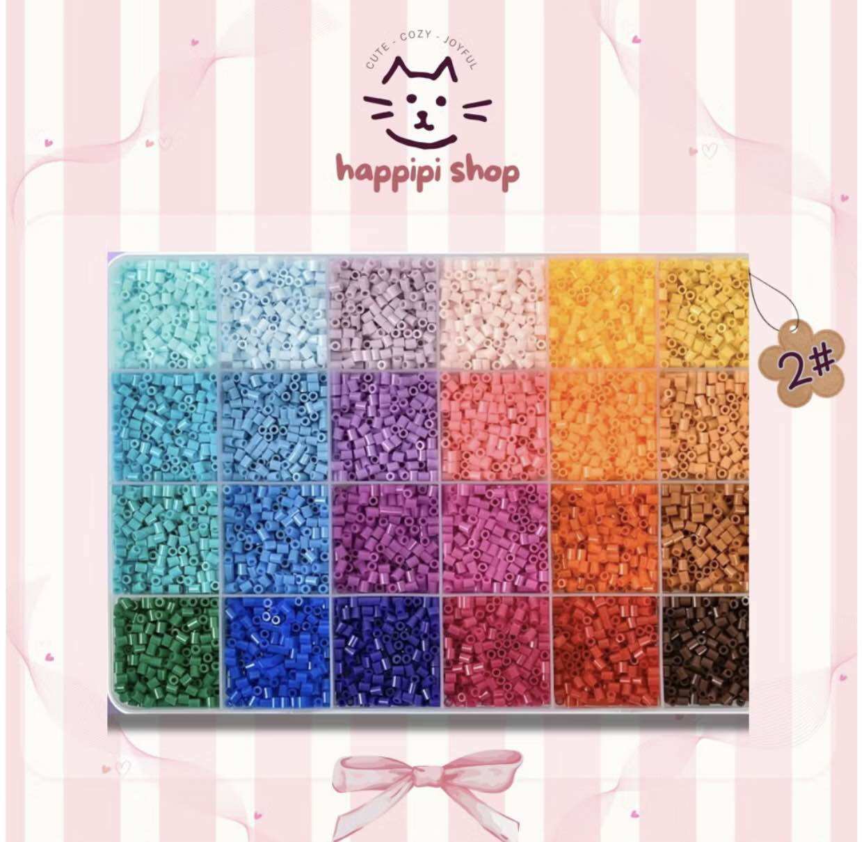 Bộ hạt ủi (16.000 hạt 2.6mm) - Hộp nhựa tấm xé hạt hạt đen trắng hộp nhựa giá đỡ phần mềm thiết kế