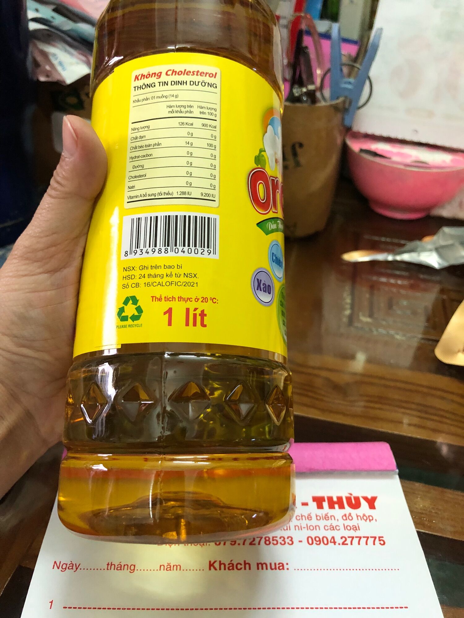 Dầu thực vật tinh luyện Orchid, chai 1 lít