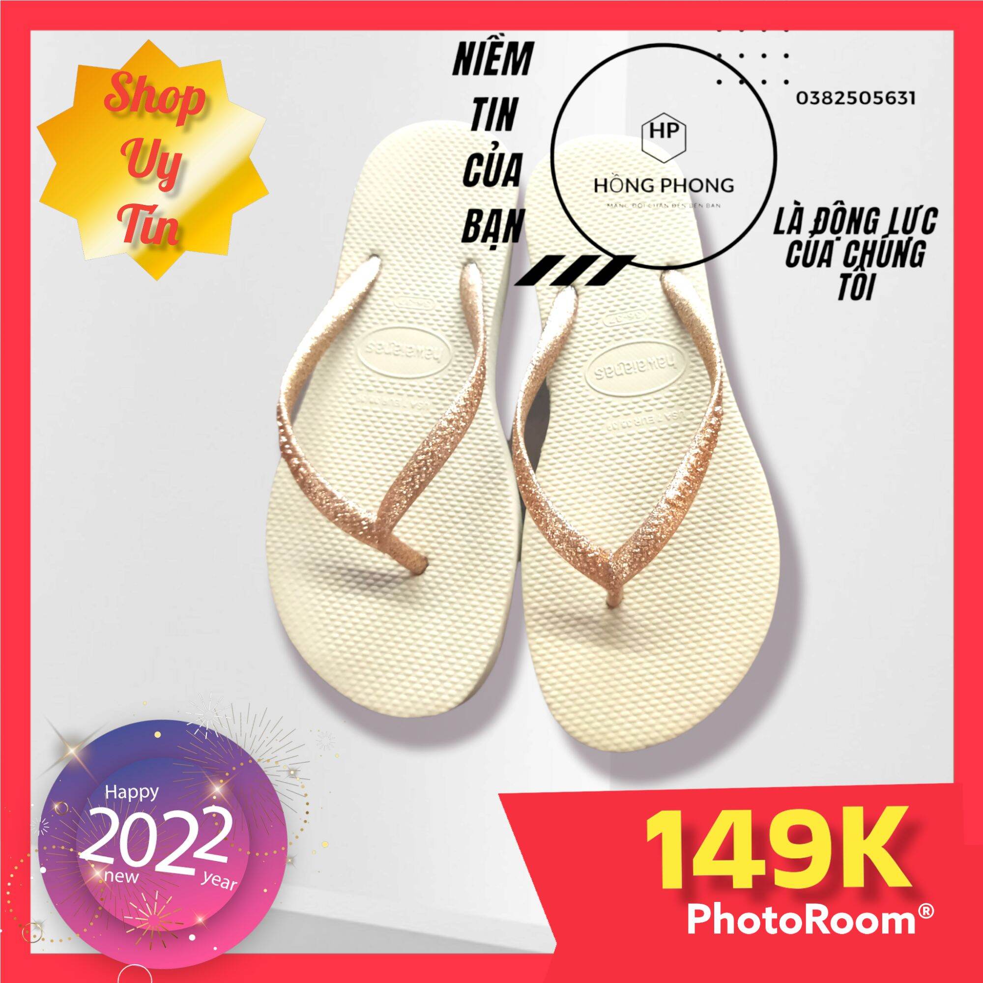 havaianas xỏ ngón kẹp êm nhẹ bền tốt sang đẹp quai kim tuyến không lem hp144