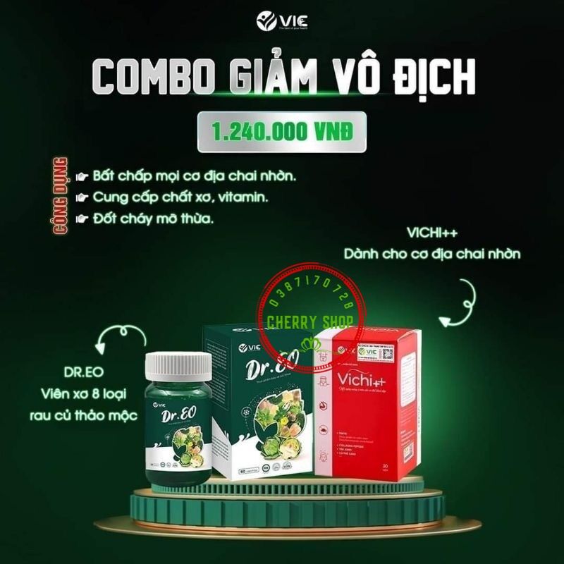 Combo giảm cân mạnh vichi+ mẫu mới & detox dr.eo