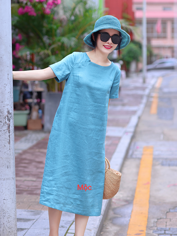 Đầm linen dáng suông đủ size từ S đến XL (44-63kg)