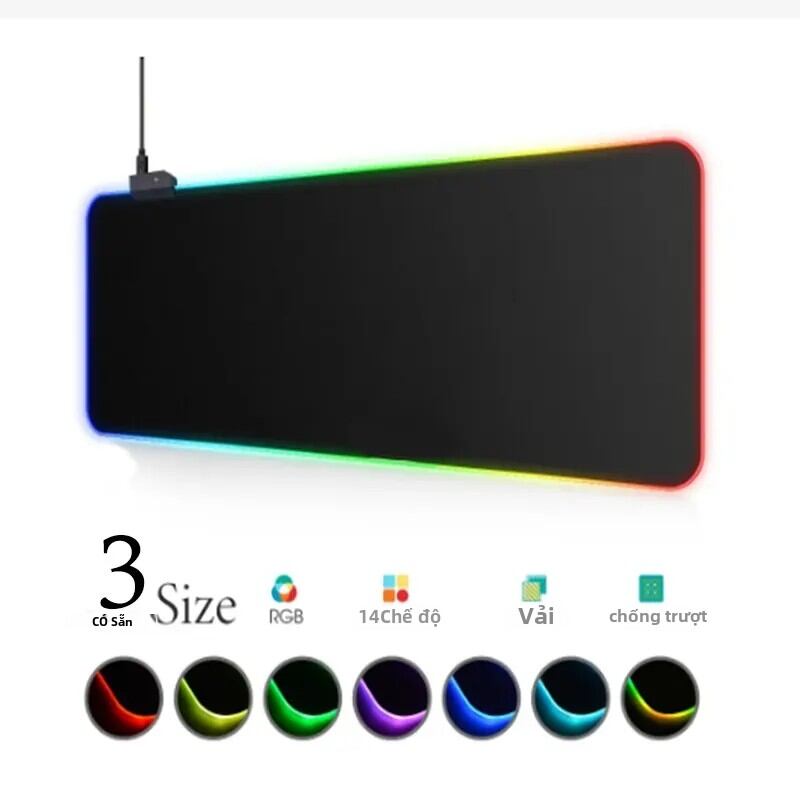 Đèn LED RGB Mousepad Với 14 Chế Độ Chuyển Mạch Bàn Cao Su Bề Mặt Đầy Màu Sắc Không Thấm Nước-mat Cho Game Thủ Vỏ Bàn Phím Nhiều Kích Thước