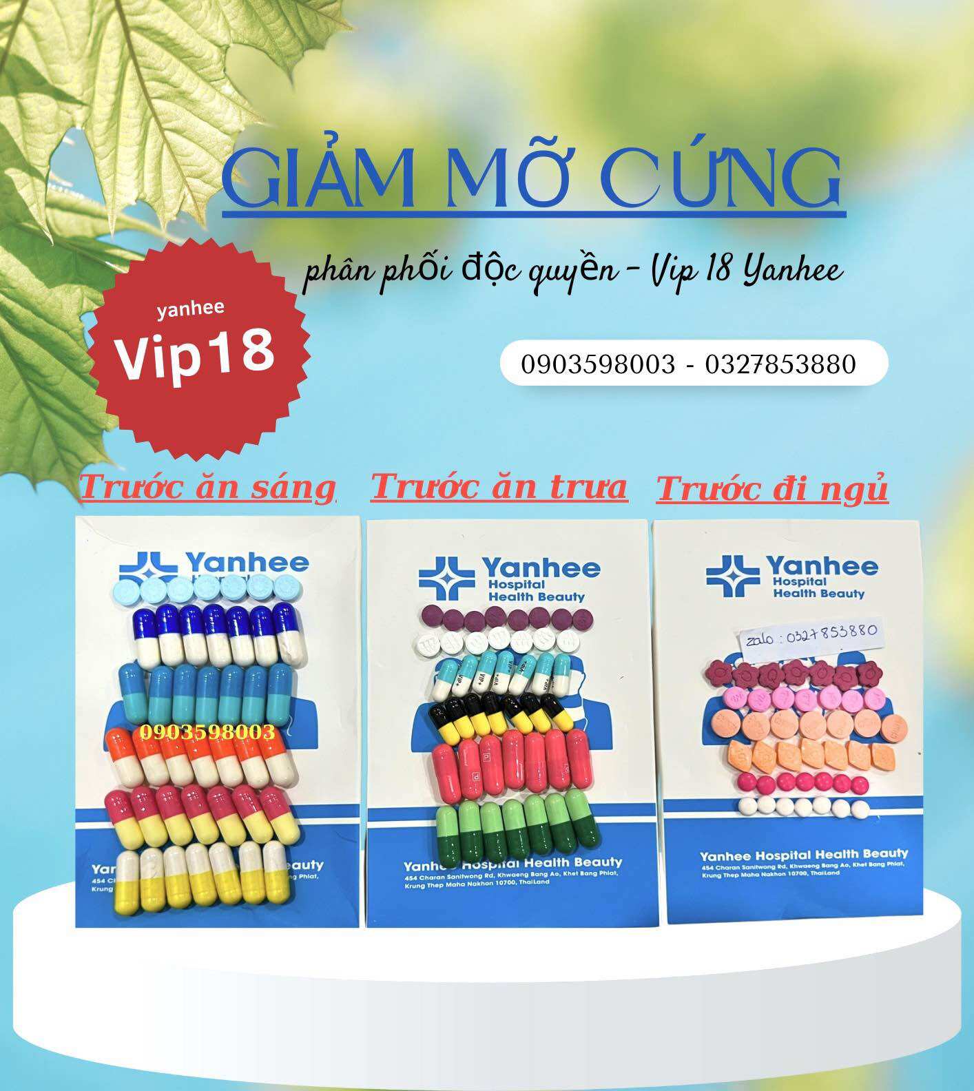 Giảm Cân Vip 18 Yanhee Giảm mỡ cứng siêu mạnh 18 viên/Ngày
