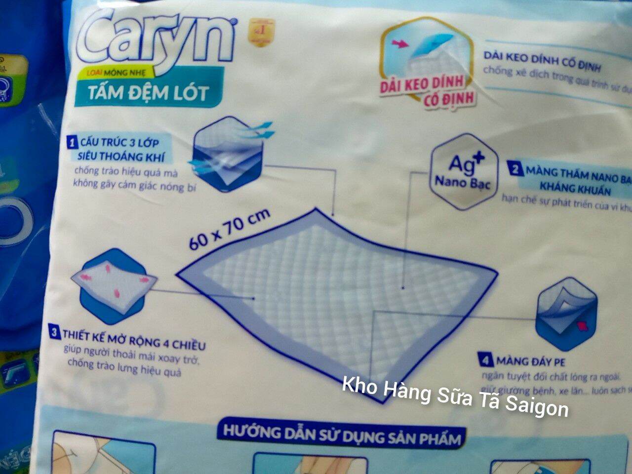 Tấm lót Caryn size 60 x 70cm bịch 14 miếng
