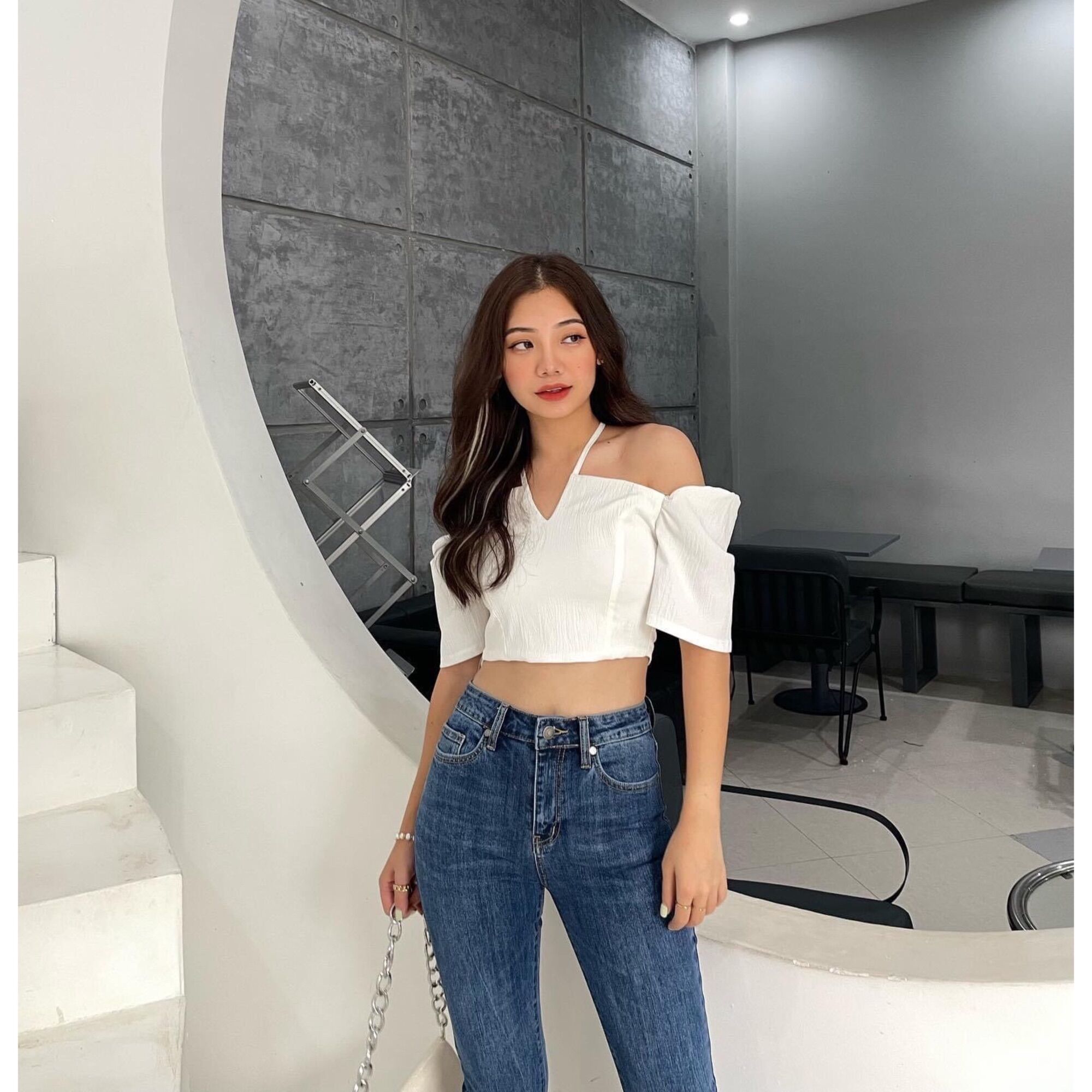 Áo croptop kiểu tay phồng hàn quốc lucetfashion ceri top