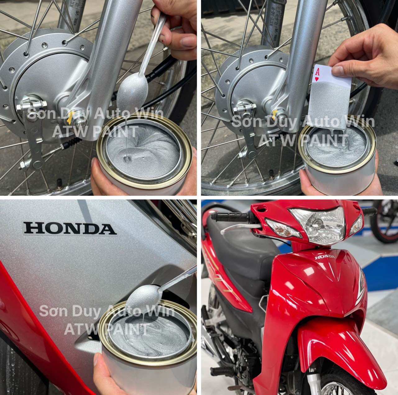 Sơn Bạc ánh kim cánh to sáng Honda - Sơn 2K (4:1) - Phuộc Đùm Yếm Wave @