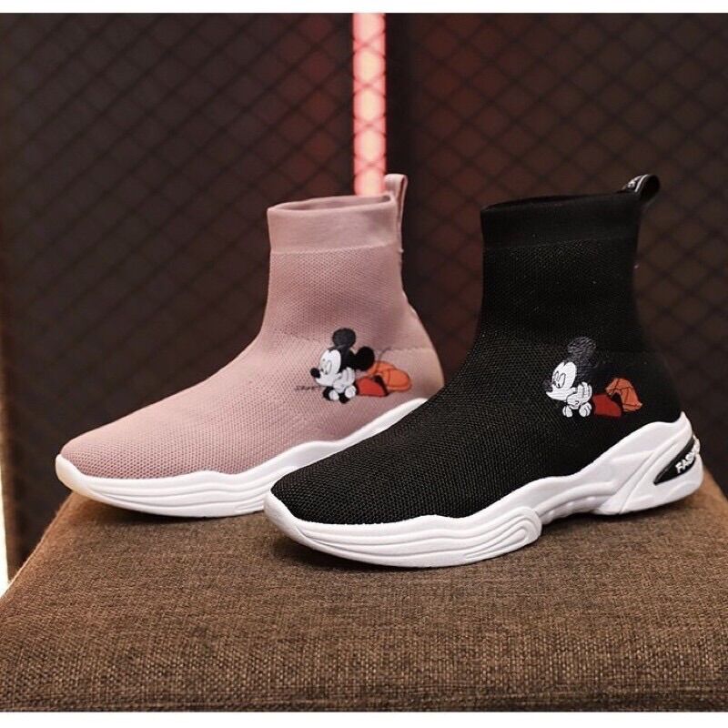 Giày bốt cao cổ nữ 🌸FREESHIP🌸 cổ chun mickey hot trend