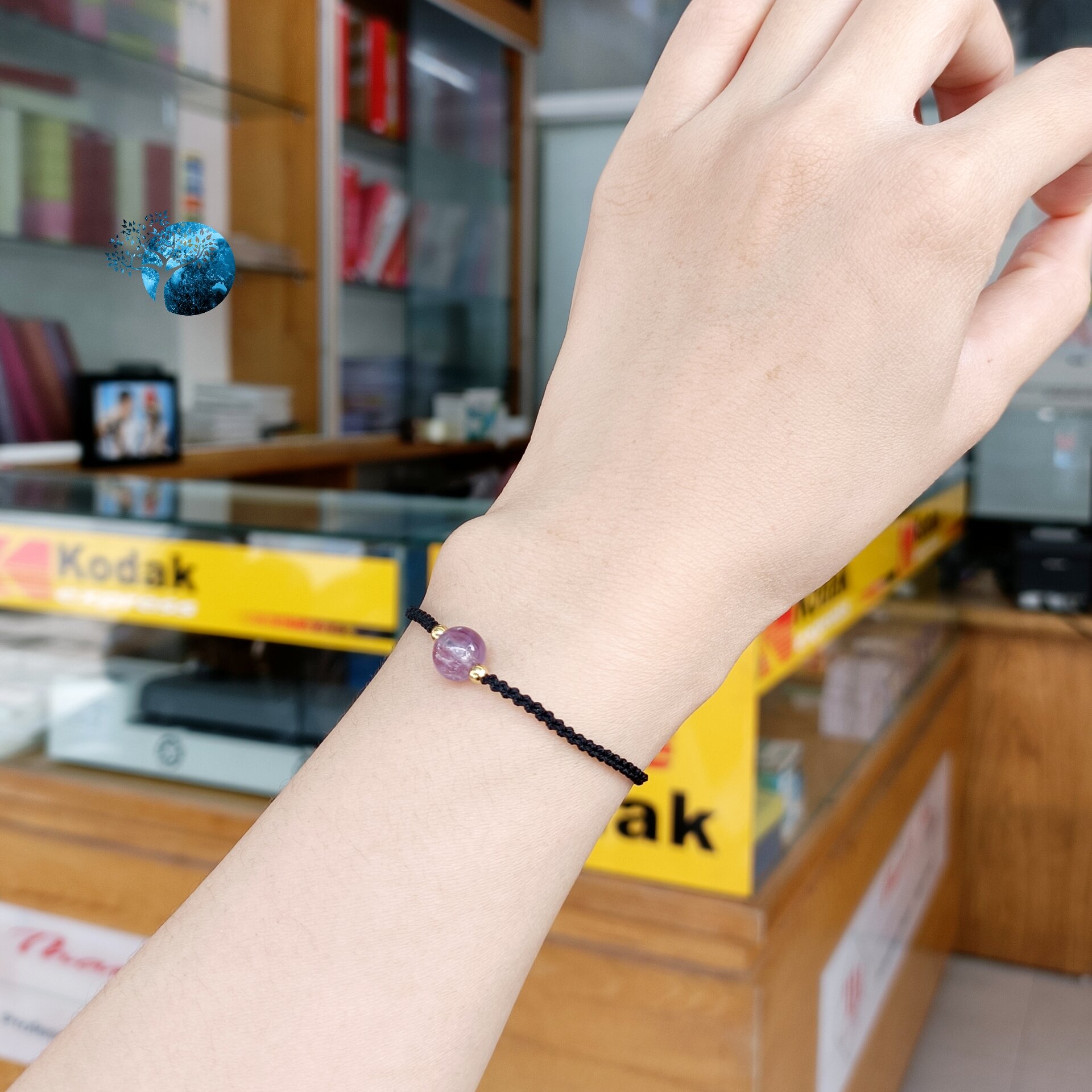 Vòng tay tết dây đá thạch anh tím